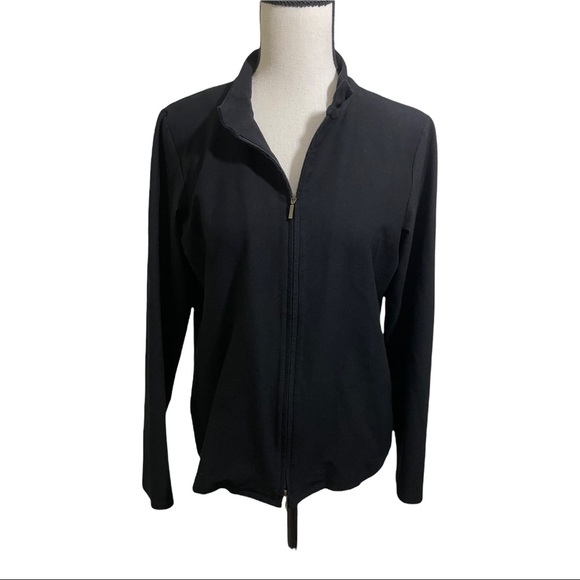 Eileen fisher 2 way zip jacket. Rayon black size medium long sleeve. - Picture 8 of 10